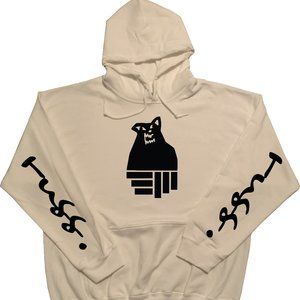 Russ Hoodie with Wolf Design White (Black Print)